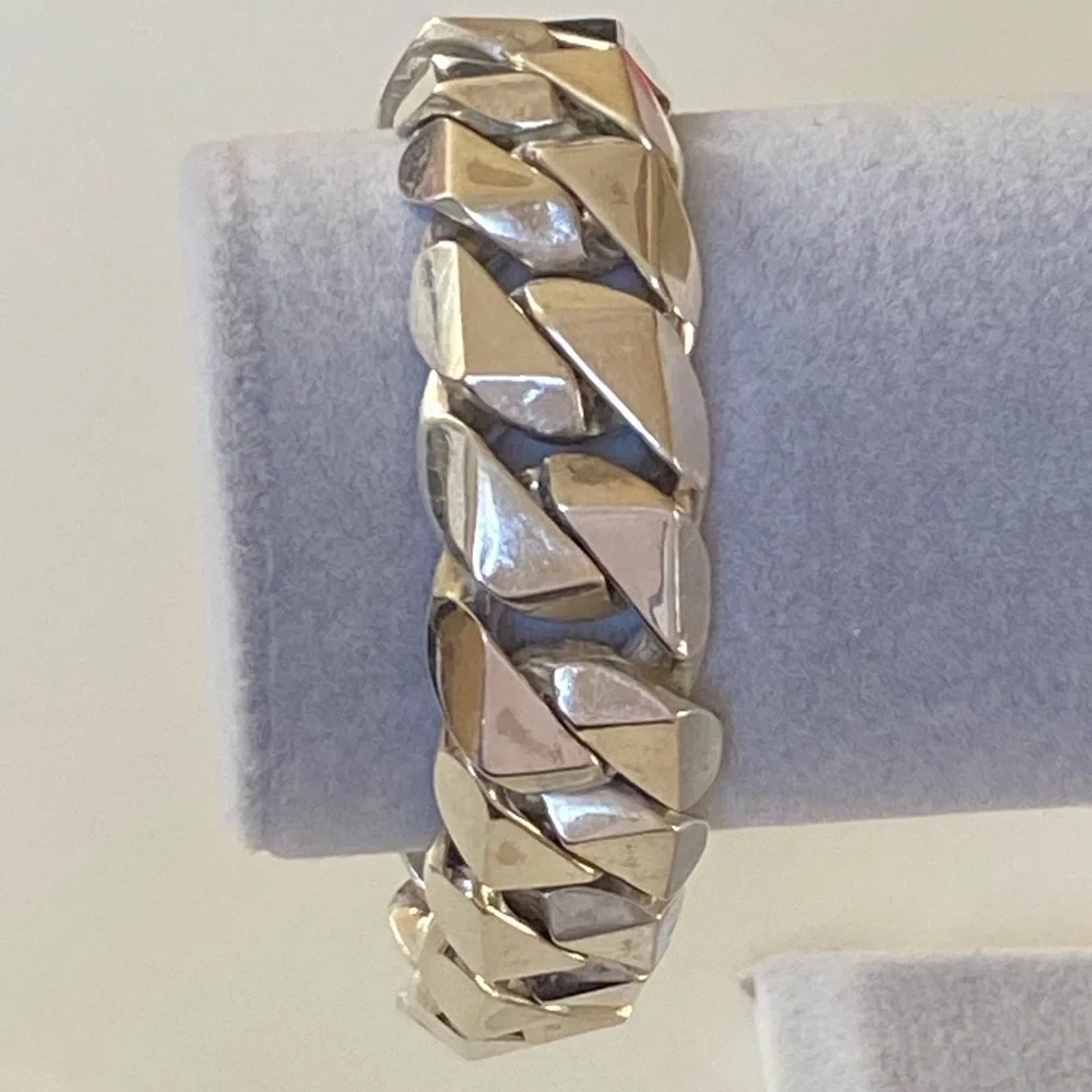 21mm 165gr 925 silver handmade wide thick bracelet 9 inches chain